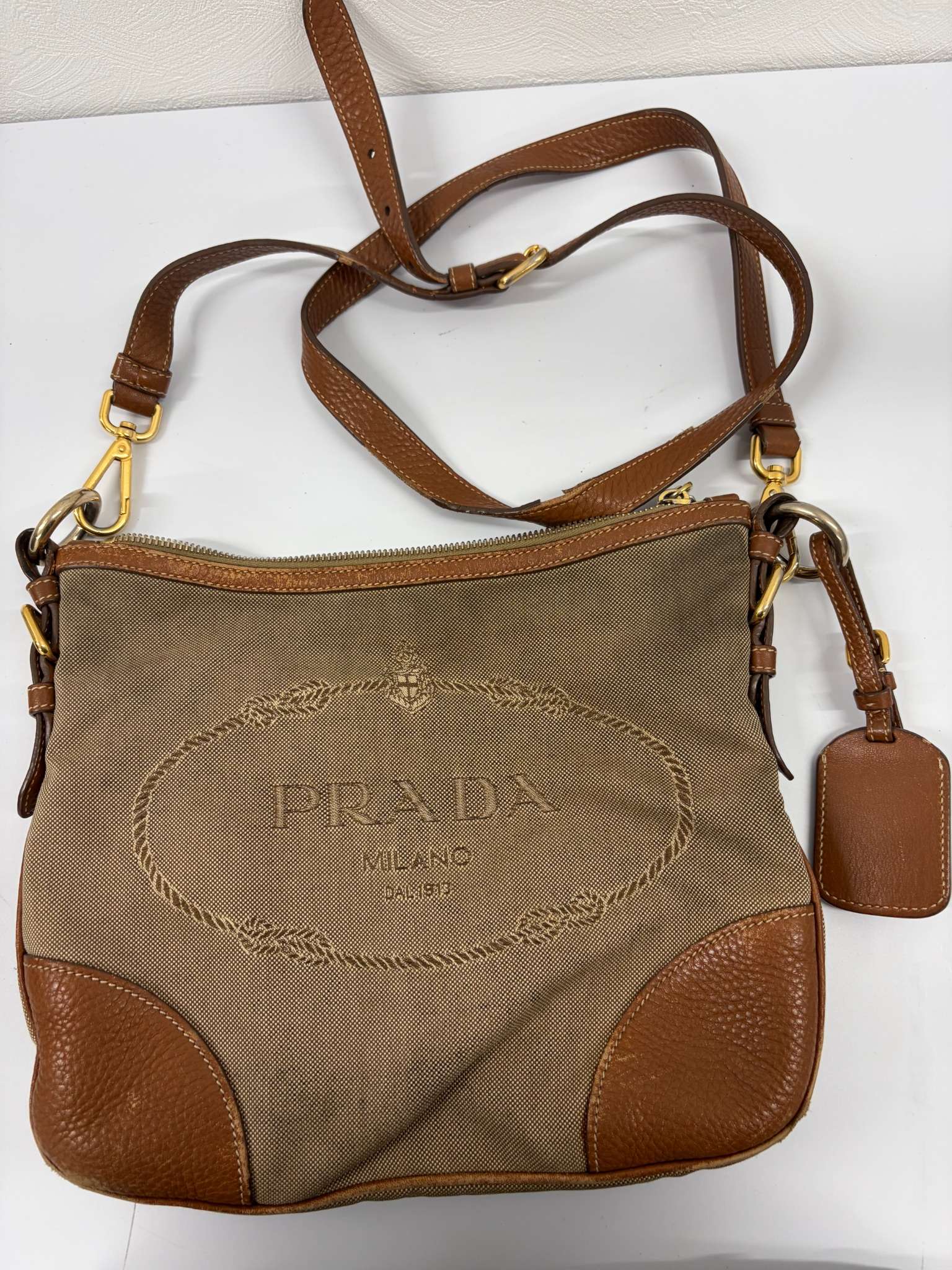 【買取実績】プラダ(PRADA) プラダ ロゴジャカード ショルダーバッグ（キャンバス×レザー）